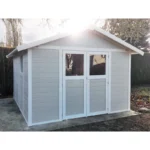 Abri de jardin en PVC 11,2m² DECO gris clair et blanc Grosfillex