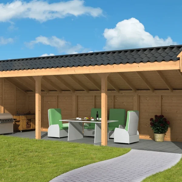 Abri de jardin Boekelo Mélèze Douglas Brut 900 x 340 cm