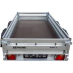 Remorque double essieu en acier 233 cm ridelles avant/arrière ouvrantes 235T Bâche plate – Image 4